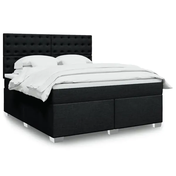 Gossi pat box spring cu saltea, negru, 180x200 cm, catifea