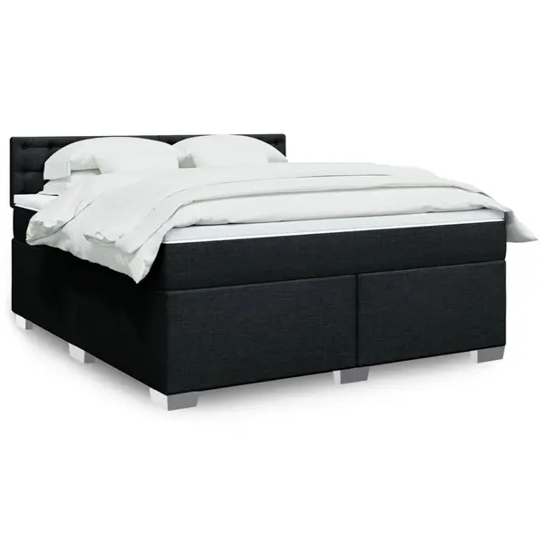Gossi pat box spring cu saltea, negru, 180x200 cm, catifea