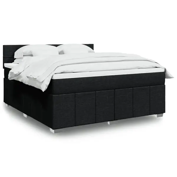 Gossi pat box spring cu saltea, negru, 180x200 cm, catifea