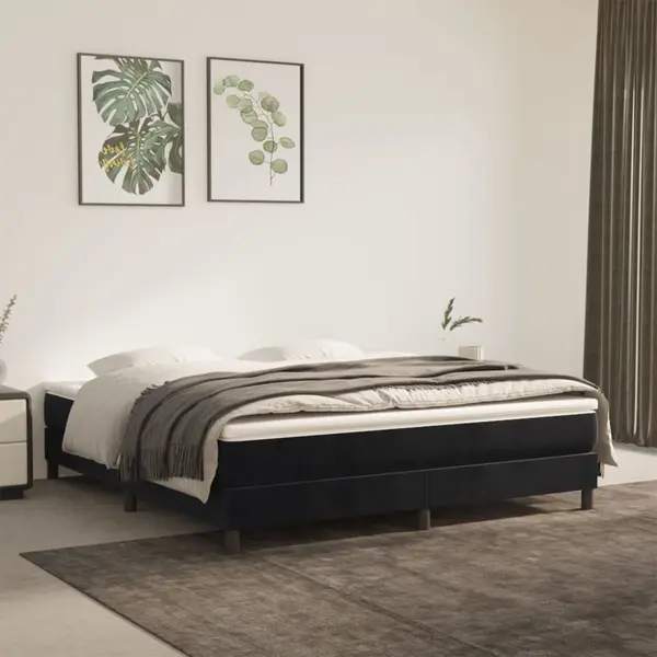 Gossi pat box spring cu saltea, negru, 180x200 cm, catifea