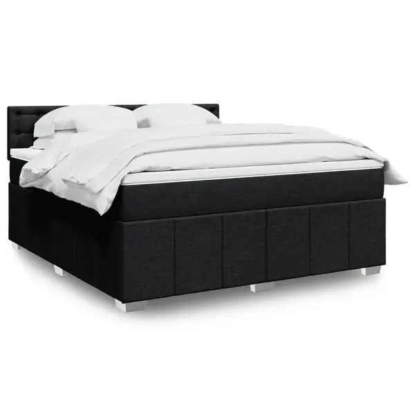 Gossi pat box spring cu saltea, negru, 180x200 cm, catifea