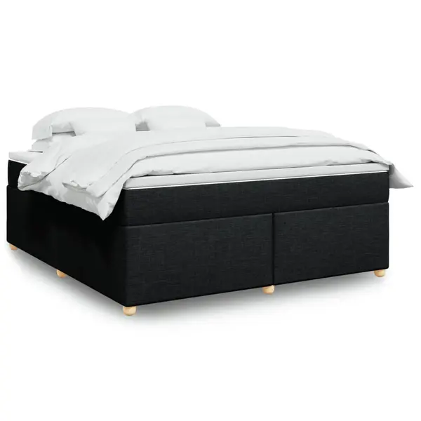 Gossi pat box spring cu saltea, negru, 180x200 cm, catifea