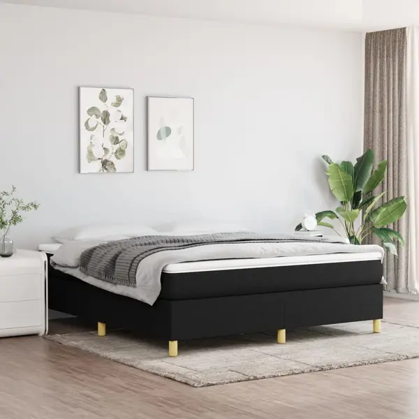 Gossi pat box spring cu saltea, negru, 180x200 cm, catifea