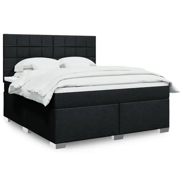 Gossi pat box spring cu saltea, negru, 180x200 cm, catifea