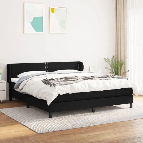 Gossi pat box spring cu saltea, negru, 180x200 cm, material textil