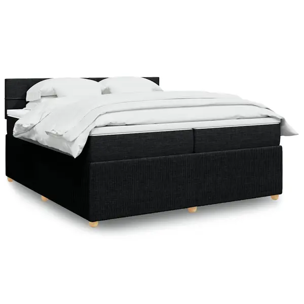 Gossi pat box spring cu saltea, negru, 200x200 cm, textil