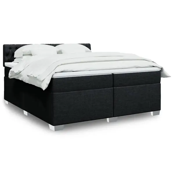 Gossi pat box spring cu saltea, negru, 200x200 cm, textil
