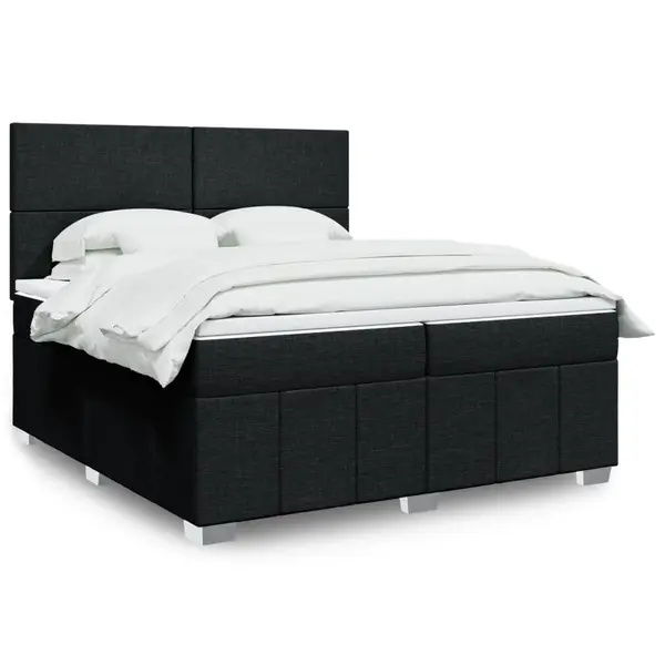 Gossi pat box spring cu saltea, negru, 200x200 cm, textil