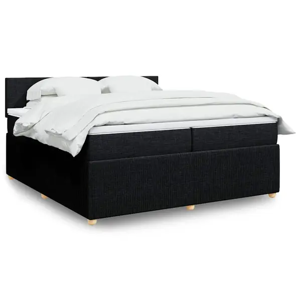 Gossi pat box spring cu saltea, negru, 200x200 cm, textil