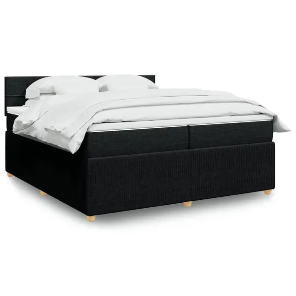 Gossi pat box spring cu saltea, negru, 200x200 cm, textil
