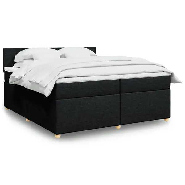 Gossi pat box spring cu saltea, negru, 200x200 cm, textil