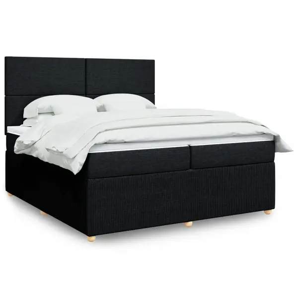Gossi pat box spring cu saltea, negru, 200x200 cm, textil