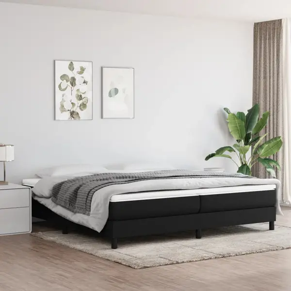 Gossi pat box spring cu saltea, negru, 200x200 cm, textil