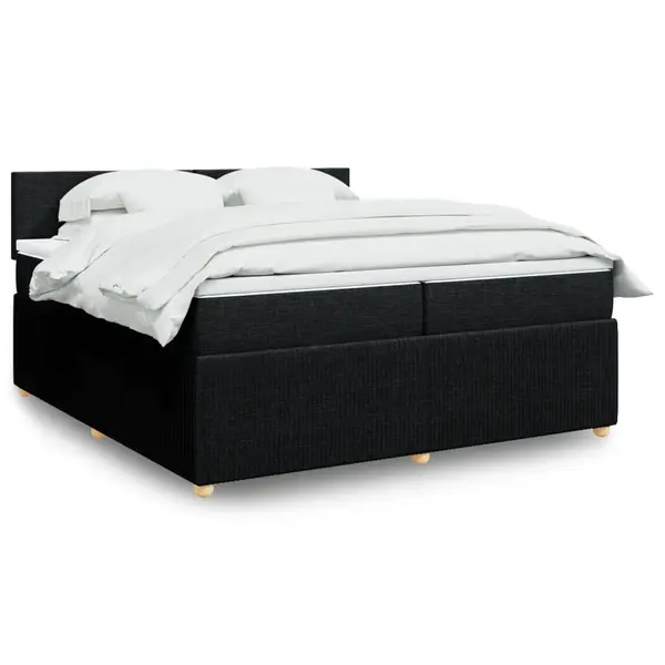 Gossi pat box spring cu saltea, negru, 200x200 cm, textil