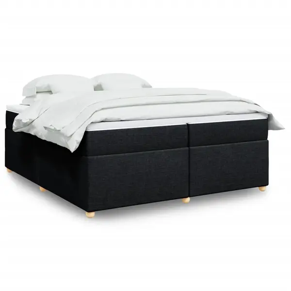 Gossi pat box spring cu saltea, negru, 200x200 cm, textil
