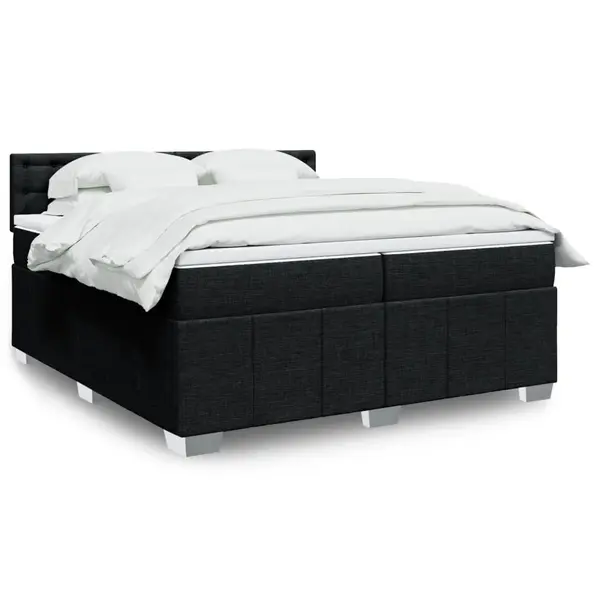 Gossi pat box spring cu saltea, negru, 200x200 cm, textil