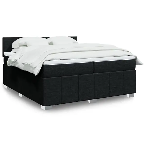 Gossi pat box spring cu saltea, negru, 200x200 cm, textil