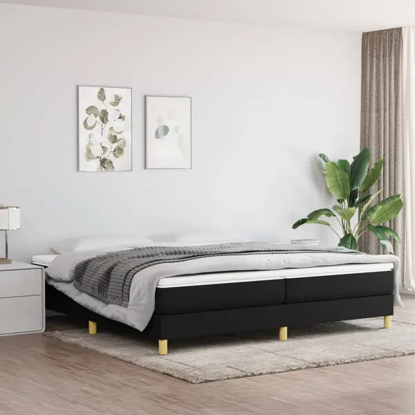 Gossi pat box spring cu saltea, negru, 200x200 cm, textil