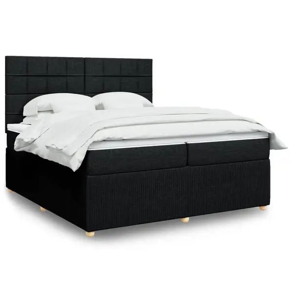 Gossi pat box spring cu saltea, negru, 200x200 cm, textil