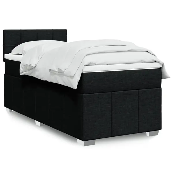 Gossi pat box spring cu saltea, negru, 80x200 cm, textil