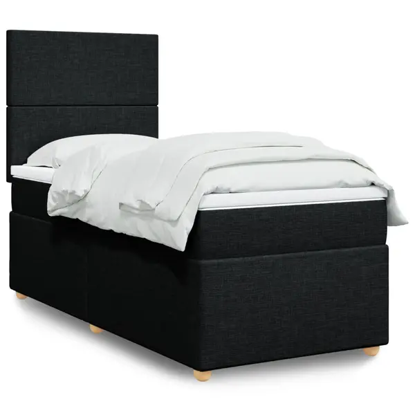 Gossi pat box spring cu saltea, negru, 80x200 cm, textil