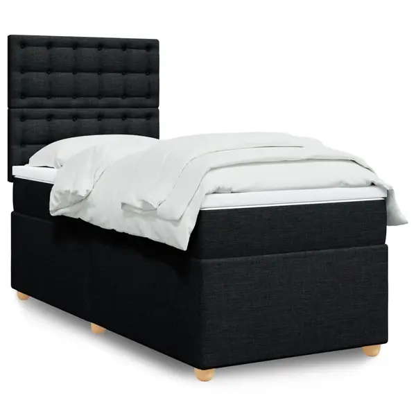 Gossi pat box spring cu saltea, negru, 80x200 cm, textil