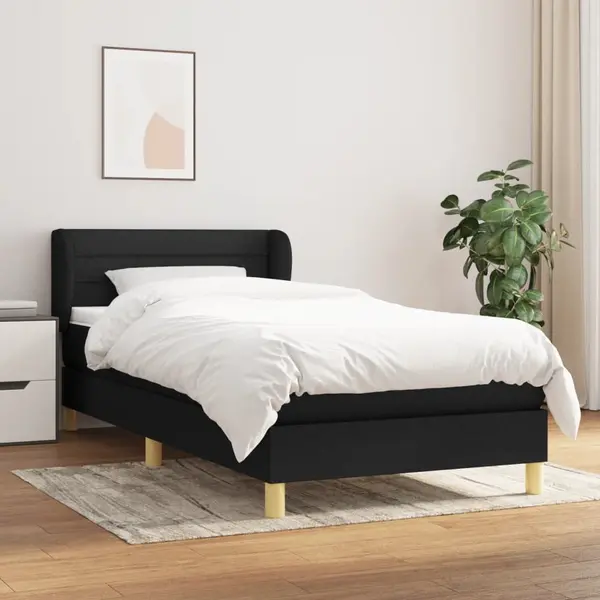 Gossi pat box spring cu saltea, negru, 80x200 cm, textil