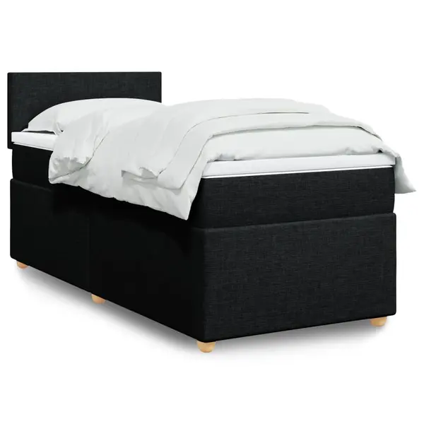 Gossi pat box spring cu saltea, negru, 80x200 cm, textil
