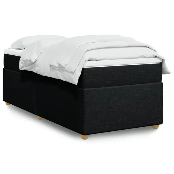 Gossi pat box spring cu saltea, negru, 80x200 cm, textil