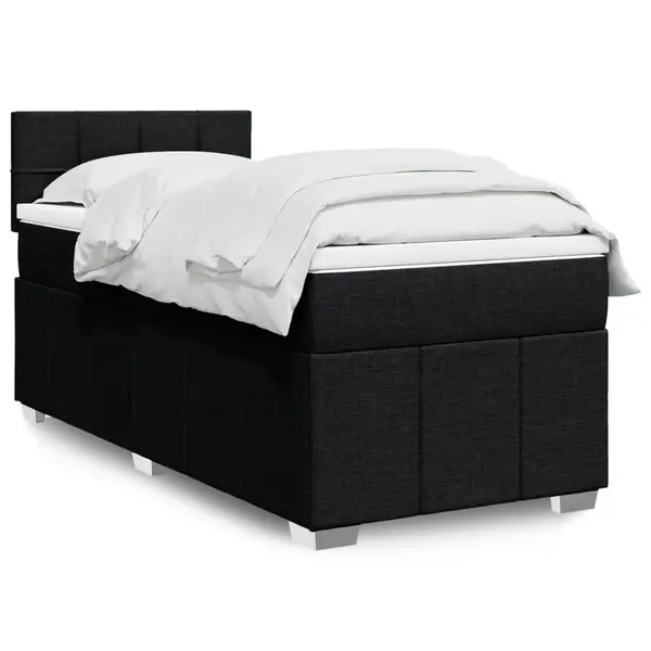 Gossi pat box spring cu saltea, negru, 80x200 cm, textil