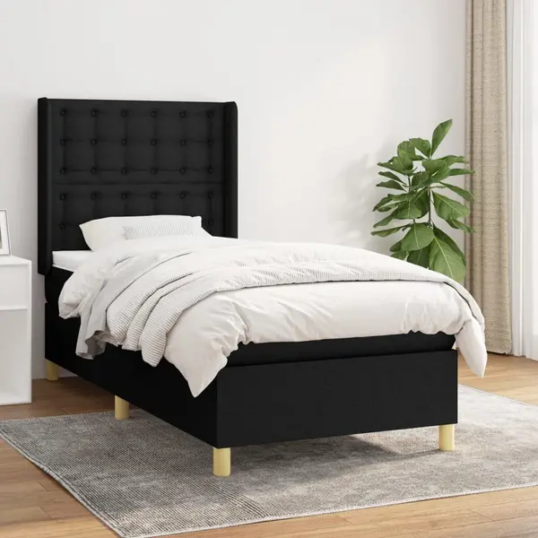 Gossi pat box spring cu saltea, negru, 80x200 cm, textil