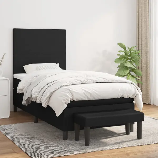 Gossi pat box spring cu saltea, negru, 80x200 cm, textil