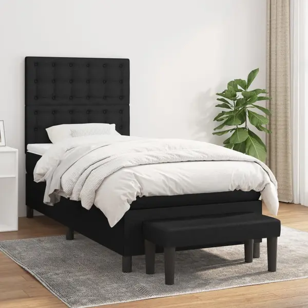 Gossi pat box spring cu saltea, negru, 80x200 cm, textil