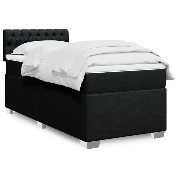 Gossi pat box spring cu saltea, negru, 80x200 cm, textil