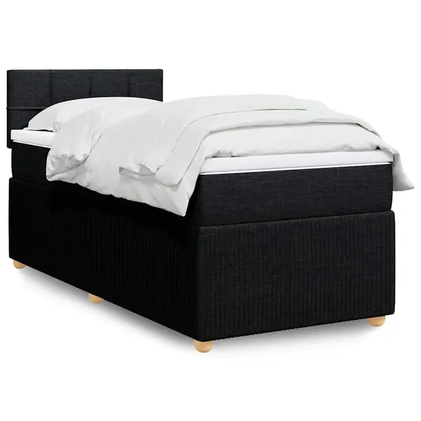 Gossi pat box spring cu saltea, negru, 80x200 cm, textil
