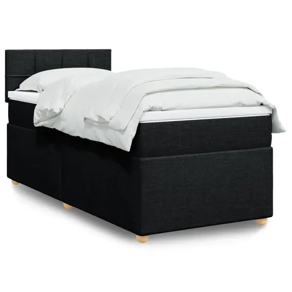 Gossi pat box spring cu saltea, negru, 80x200 cm, textil