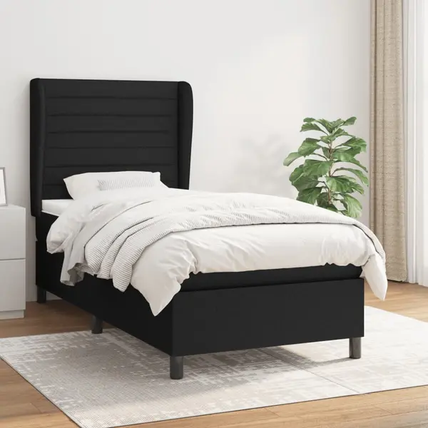 Gossi pat box spring cu saltea, negru, 80x200 cm, textil