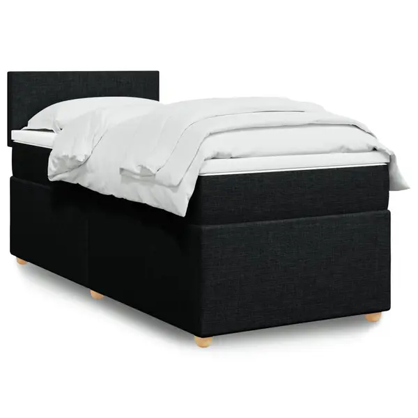 Gossi pat box spring cu saltea, negru, 90x190 cm, textil
