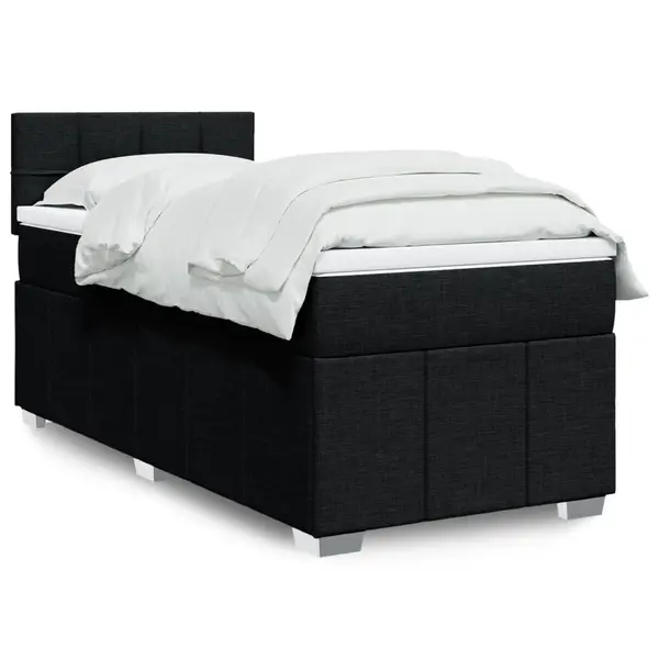 Gossi pat box spring cu saltea, negru, 90x190 cm, textil