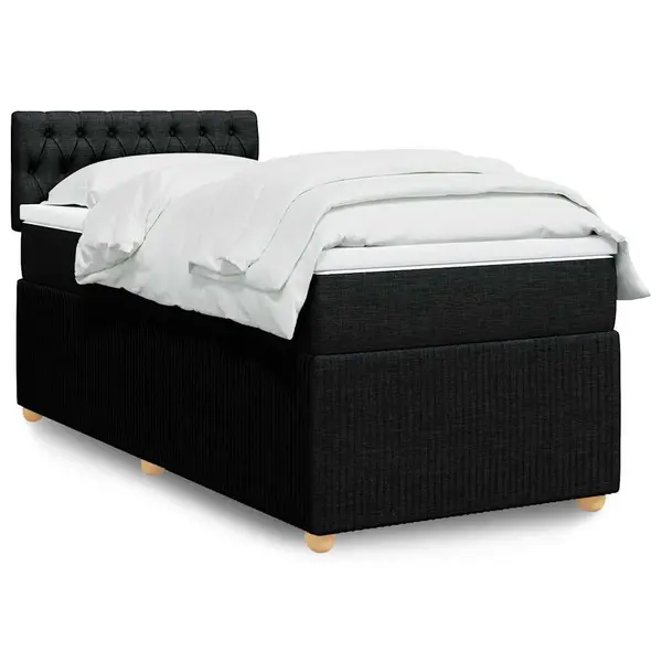 Gossi pat box spring cu saltea, negru, 90x190 cm, textil
