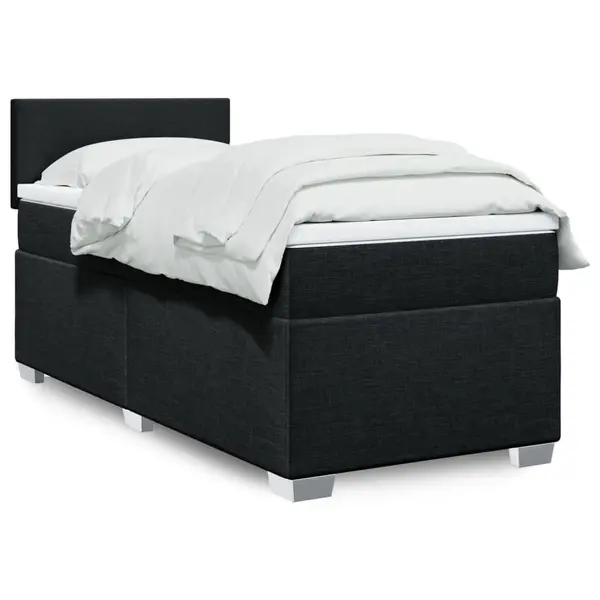 Gossi pat box spring cu saltea, negru, 90x190 cm, textil