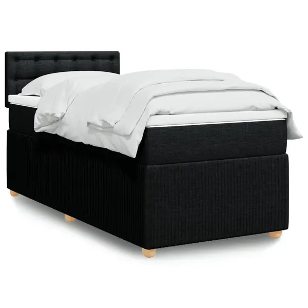 Gossi pat box spring cu saltea, negru, 90x190 cm, textil