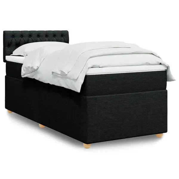 Gossi pat box spring cu saltea, negru, 90x190 cm, textil