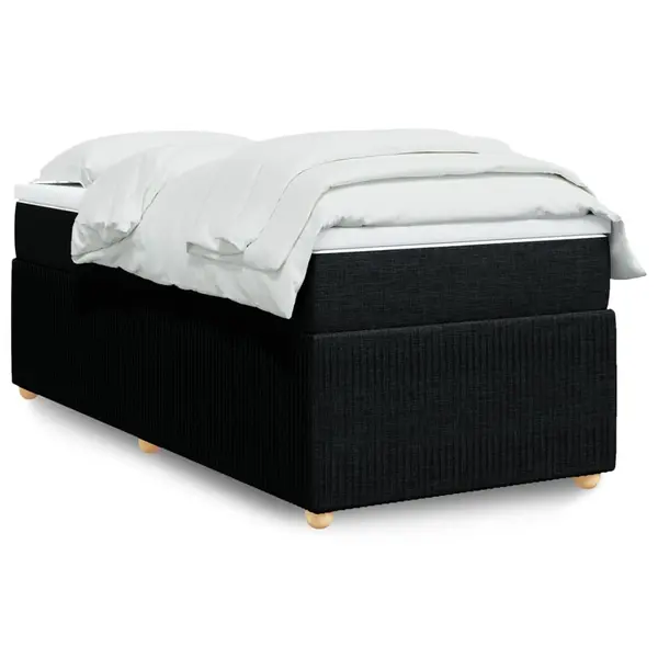 Gossi pat box spring cu saltea, negru, 90x190 cm, textil