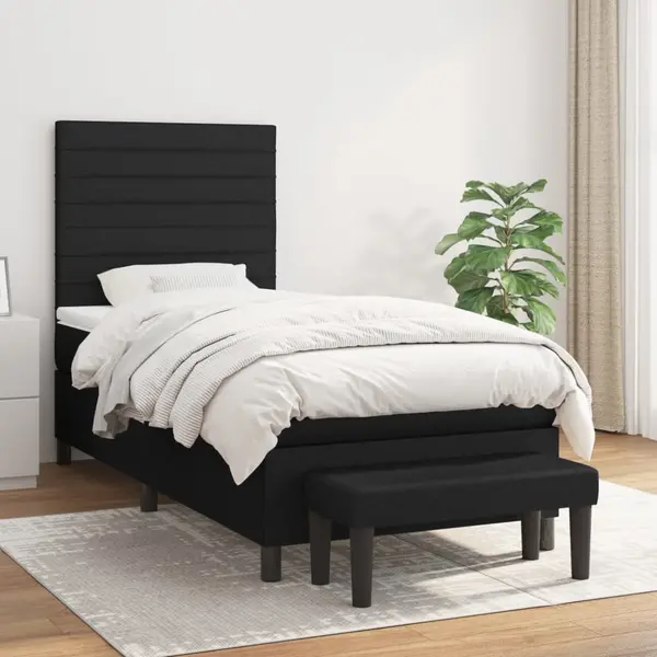 Gossi pat box spring cu saltea, negru, 90x190 cm, textil