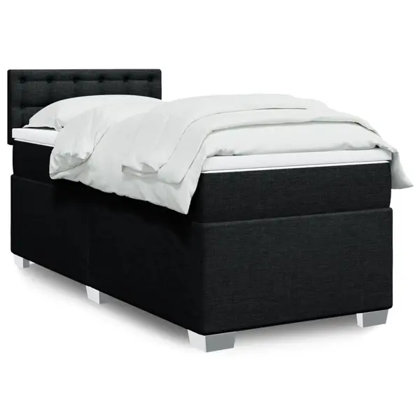 Gossi pat box spring cu saltea, negru, 90x190 cm, textil