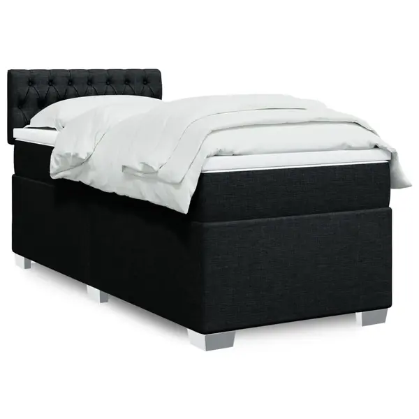 Gossi pat box spring cu saltea, negru, 90x190 cm, textil