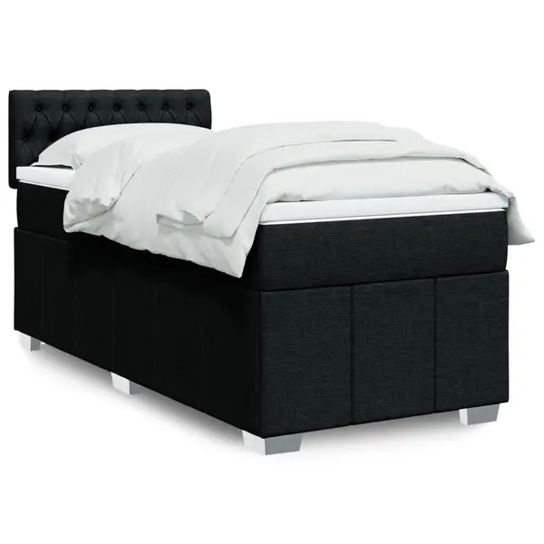 Gossi pat box spring cu saltea, negru, 90x190 cm, textil