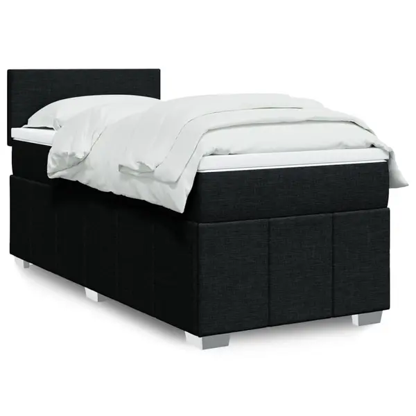 Gossi pat box spring cu saltea, negru, 90x190 cm, textil