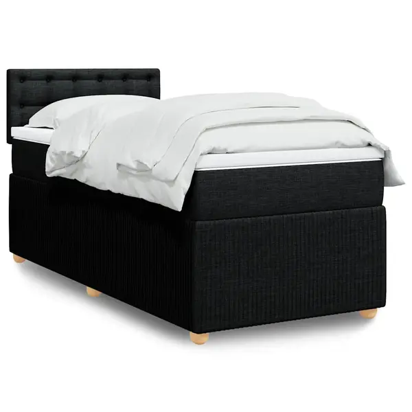 Gossi pat box spring cu saltea, negru, 90x190 cm, textil